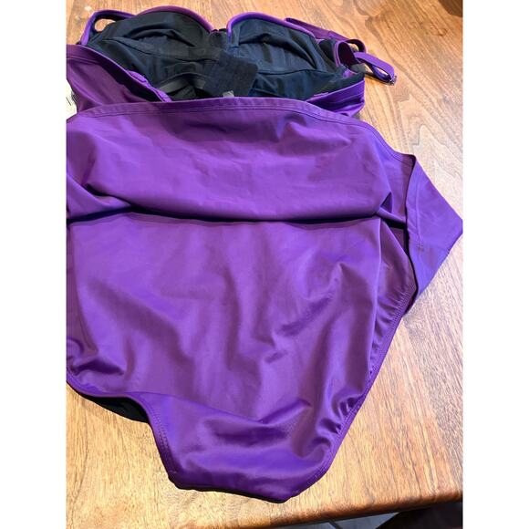 TORRID NWT Purple Sz 0 L Peplum 1 Piece Swimsuit REMOVABLE PADDING MSPR $98.90 - Picture 5 of 8